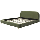 California King Size Upholstered Bed Frame With Velvet Fabric And Curve Design Thick Headboard, Solid Wood Legs, Olive by HouseOfZazla