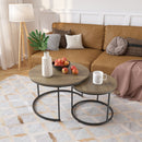 Nesting Coffee Table Set of 2 with Marble Pattern Tops