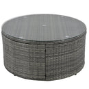 9-Piece Outdoor Patio Furniture Luxury Circular Outdoor Sofa Set Rattan Wicker Sectional Sofa Lounge Set with Tempered Glass Coffee Table, 6 Pillows,Beige