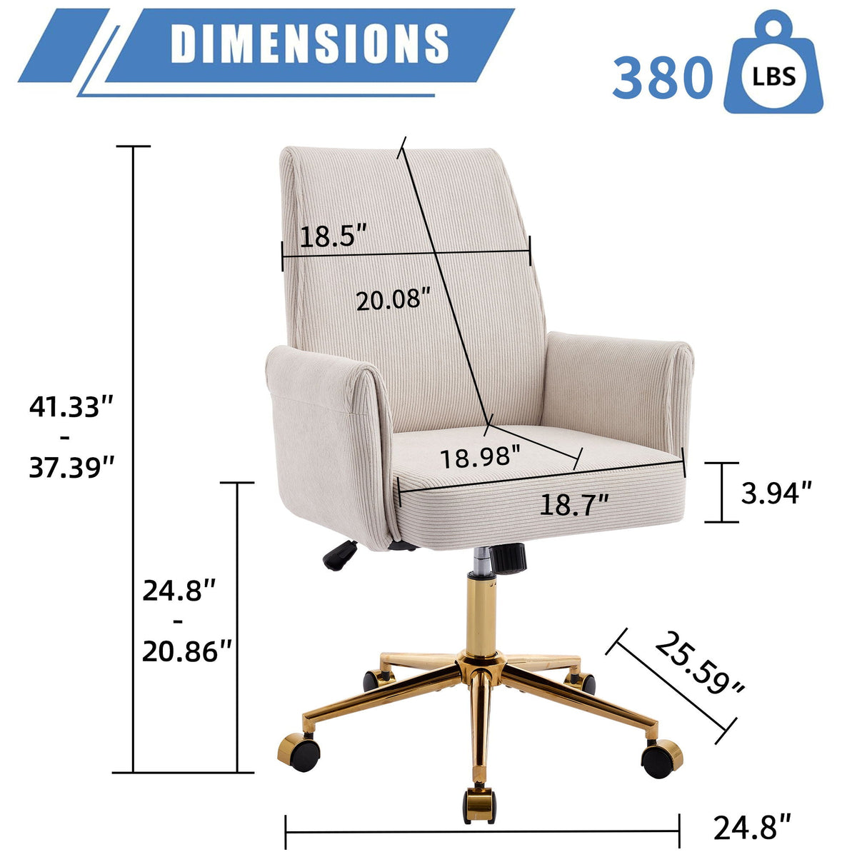 Ergonomic Mid-Back Office Chair With Striped Fabric, photo 9 of 12
