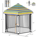 48" x 41" Heavy-Duty Metal Dog Playpen, Outdoor Pet Cage Kennel, Puppy Exercise Fence Barrier with Weather-Resistant Polyester Roof, Locking Door, & Metal Frame