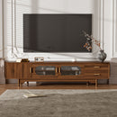 Modern TV Stand With Fluted Glass Doors & 2 Drawers