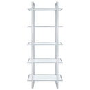 Hartford 79-inch 5-shelf Glass Bookshelf Chrome