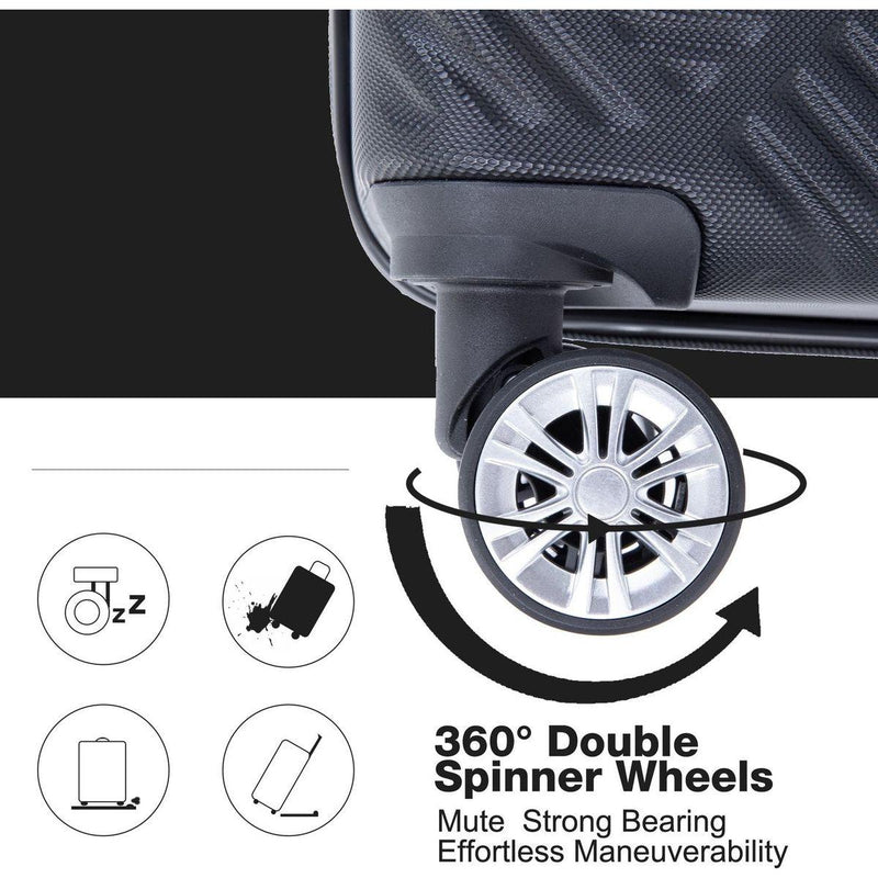 2Piece Luggage Sets ABS Lightweight Suitcase, Spinner Wheels, (20/14) BLACK