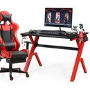 Ergonomic Gaming Desk with Carbon Fiber Surface and R-Shape Steel Frame by LJGDeals