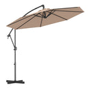 10 Feet Offset Hanging Umbrella with Base and Infinite Tilt-Beige by DirectDeals