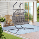 2 Person Outdoor Rattan Hanging Chair Patio Wicker Egg Chair