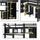 Full Size Loft Bed With Desk Set And Wardrobe - Black by HouseOfZazla