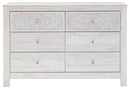 Paxberry - Six Drawer Dresser - Medallion Drawer Pulls - Whitewash
