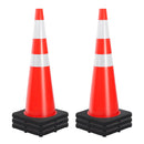36" Heavy-Duty Traffic Cones with High-Visibility Reflective Collars - 4 Pack