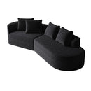Upholstered Oversized Sectional Sofa, 4 Seater Extra Deep & Wide Curved Cloud Couch With 4 Throw Pillows For Living Room - Black by HouseOfZazla