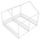 Metal Twin Size House Platform Beds 2 Shared Beds - Antique White by HouseOfZazla