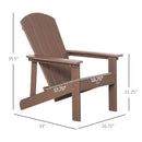Adirondack Chair, Faux Wood Patio & Fire Pit Chair, Weather Resistant HDPE for Deck, Outside Garden, Porch, Backyard, Brown