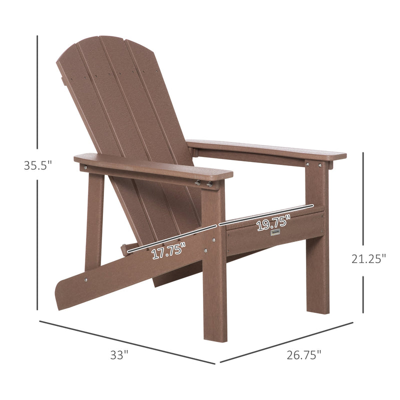 Adirondack Chair, Faux Wood Patio & Fire Pit Chair, Weather Resistant HDPE for Deck, Outside Garden, Porch, Backyard, Brown