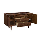 James Martin Amberly 60" Dual Mount Double Bathroom Vanity, Mid-Century Walnut