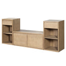 Entryway Storage Bench With Cushion, Drawers & Open Shelves by HouseOfZazla