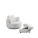 39" W Oversized Swivel Chair with moon storage ottoman for Living Room, Modern Accent Round Loveseat Circle Swivel Barrel Chairs for Bedroom Cuddle Sofa Chair Lounger Armchair, 4 Pillows, Teddy Fabric