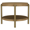 Arini Round End Side Table With Storage Shelf Sand Wash