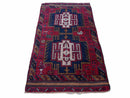 2' 9" X 4' 7" Vintage Handmade Tribal Wool Rug Balouchi Rug Afghan Rug Red Beige