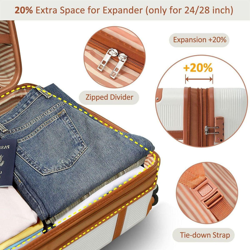 Hardshell Luggage Sets 3 Piece double spinner 8 wheels Suitcase with TSA Lock Lightweight 20"24"28"