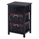 3 Tiers Wooden Storage Nightstand with 2 Baskets and 1 Drawer by DirectDeals
