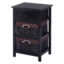 3 Tiers Wooden Storage Nightstand with 2 Baskets and 1 Drawer by LJGDeals