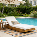Acacia Wood Chaise Lounge with Cushion