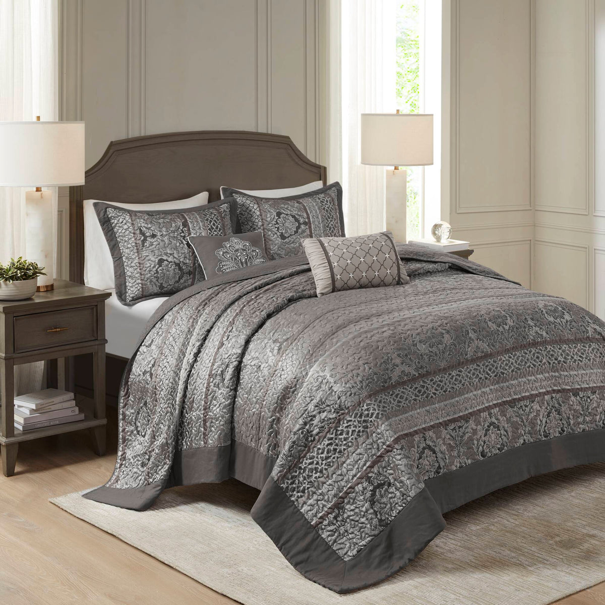5-Piece Queen 5 Piece Reversible Jacquard Bedspread Set, photo 7 of 10