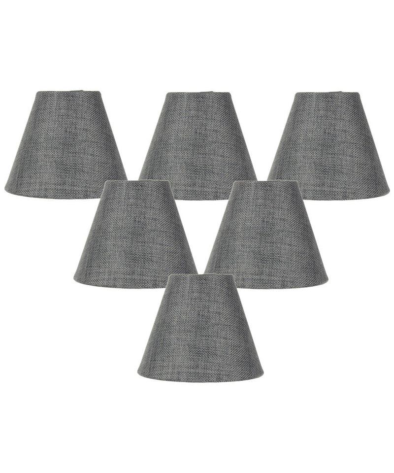 5"W x 4"H Set of 6 Granite Gray Burlap Lamp Shade - Clip-on Candelabra Shade