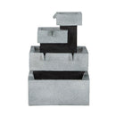 Decorative 4 Tier Block Fountain With Light for Indoor and Outdoor - Black / Gray