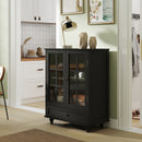 Minimalist Buffet Cabinet With Double Glass Doors And Drawer by HouseOfZazla