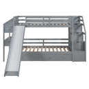 Bunk Bed With Storage Staircase, Slide, Desk, Drawers, And Shelves