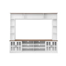 Wall Unit Entertainment Center With Bookshelves For TVs Up To 80", Tempered Glass Doors And Adjustable Shelves by HouseOfZazla