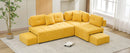 91.73" L-shaped Sofa Sectional Sofa Couch with 2 Stools and 2 Lumbar Pillows for Living Room, Yellow