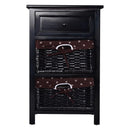 3 Tiers Wooden Storage Nightstand with 2 Baskets and 1 Drawer by LJGDeals