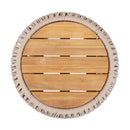 Acacia Wood Side Table with Beige Rope Base by HouseOfZazla