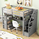 Loft Bed With Desk, Shelves, 2 Drawers, Storage Staircase by HouseOfZazla