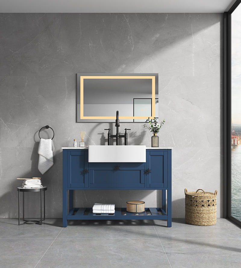 40x24 LED Lighted Bathroom Wall Mounted Mirror with High Lumen+Anti-Fog Separately Control+Dimmer Function