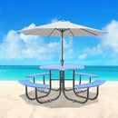 Round Outdoor Steel Picnic Table 46" With Umbrella Pole by HouseOfZazla