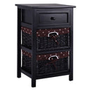 3 Tiers Wooden Storage Nightstand with 2 Baskets and 1 Drawer by LJGDeals