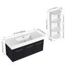 Modern Wall Mounted Bathroom Vanity with Resin Sink and Storage Rack