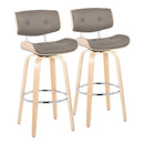 Lombardi - Mid Century Modern Fixed Height Barstool With Swivel With Round Footrest (Set of 2) by HouseOfZazla