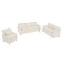 Modern Sofa Set With Double Layer Cushion And Side Storage Pockets