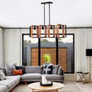 4 Light Kitchen Island Lights Pendant Light Farmhouse Dining Room Light Fixture, Rectangular Chandelier, 36" Hanging Lighting For Living Room, Conference Room, Home Office - Matte Black by HouseOfZazla