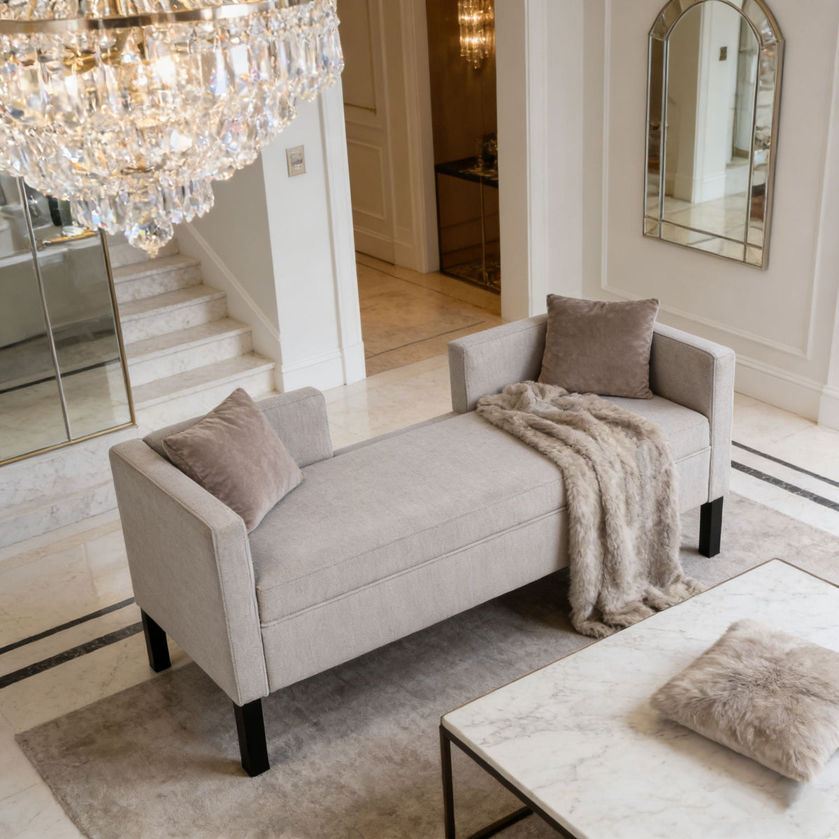 Upholstered Ottoman With 2 Bolster Pillows For Living Room - Gray, photo 9 of 13