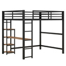 Loft Bed With Built In Desk And Storage Shelves, Full Size - Black by HouseOfZazla