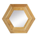 Hexagon Mirror With Natural Wood Frame, Wall Decor For Living Room Bathroom Hallway by HouseOfZazla