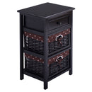 3 Tiers Wooden Storage Nightstand with 2 Baskets and 1 Drawer by DirectDeals