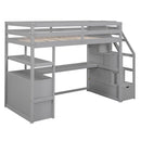 Loft Bed With Desk, Shelves, 2 Drawers, Storage Staircase by HouseOfZazla