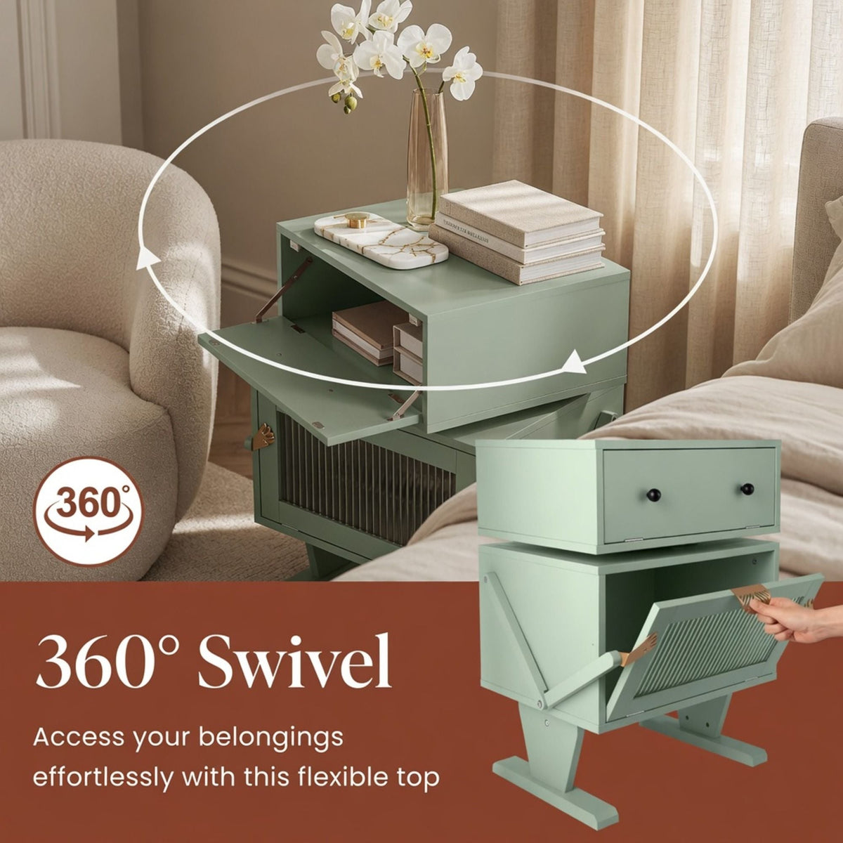 Robot LED Nightstand With 360° Rotating Drawer, photo 40 of 40